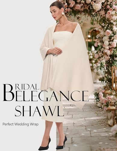 PULI Women's Pashmina Shawl Wraps for Evening Dress Large Scarf Blanket Long Wedding Bridal Winter Warm Shoulder Wrap - color: Light Cream Beige