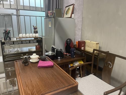 Altar Table with Drawer,Puja Table for Home,Perfect Used for Meditation, Prayers, Bamboo Furniture for Displaying Jars, Plants and Books (Walnut Color, 20.4x9.8x11 in, with Incense Burner 5Pcs Set)
