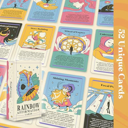PURPLE CANYON 52-Card Rainbow Intention Affirmation Deck – Mindfulness, Manifestation & Self-Care Cards for Daily Inspiration and Weekly Reflection - style: Intention-Setting Affirmation Cards