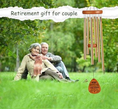 Retirement Gift for Women, 35" Wind Chimes, Happy Retired Gifts for Women Men Coworker Nurse Teacher
