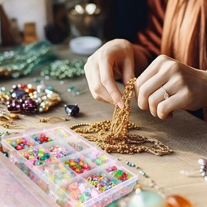 Bead Organizer Box, 1 Pack 12 Grids Plastic Storage Box with 18 Removable Grids Compartments, Small Plastic Jewelry Organizer Box for Beads Jewelry Earring Cosmetics Craft Tackle Pills