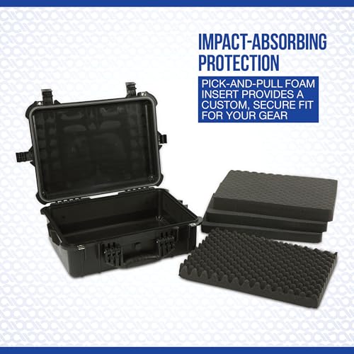 Strongway 20in. Plastic Waterproof Storage Case With Foam, Ammo Box, Fit Use of Drones,Camera,Equipments,Pistols, (Black) - color: Black