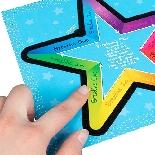 Really Good Stuff Tactile Breathing Star Cards - 6 Pack - Social Emotional Learning Sensory Tool - Calming Fidget - Promotes Relaxation & Helpful Breathing Techniques - style: Tactile Breathing Star