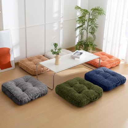 HIGOGOGO Floor Pillow Cushion for Adults, Meditation Cushion Pillow, Blended Corduroy Cover, Large Square Floor Sitting for Tatami Living Room or Yoga, 22x22 Inch, Dark Grey