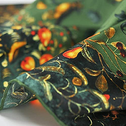 ANDANTINO 100% Silk Scarf 43" Large Square Lightweight Headscarf& Shawl–Women Hair Wraps-With Gift Packed - color: Jade Green-birds