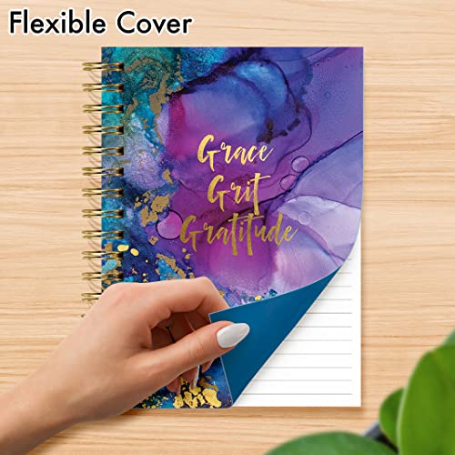 Designer Greetings, Designer Papers Flex Cover Journal with Elastic Band, “Grace, Grit, Gratitude” Purple and Blue Marble - 320 Pages (6” x 8.25”) - Perfect for Work, School, Creative Writing, - style: “Grace, Grit, Gratitude” Marble