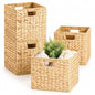 Layhit 4 Pcs Wicker Storage Basket Water Hyacinth Handwoven Baskets with Handles Foldable Woven Organizer Multipurpose Wicker Storage Bins for Bedroom Living Room(12 x 12 x 12'',Natural)