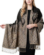 Achillea Reversible Paisley Pashmina Rave Scarf – Exotic Indian Shawls and Wraps for Evening Dresses, Festivals, All Seasons - color: Big Paisley Black