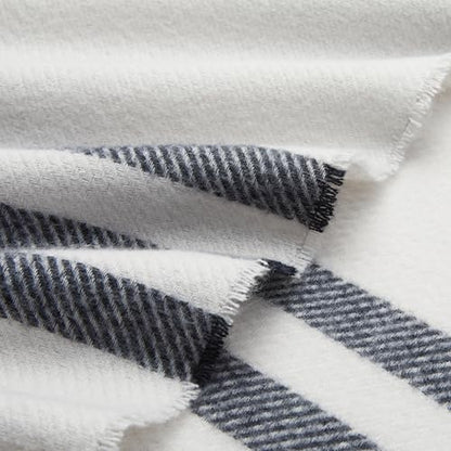 Amazon Basics Room Décor Throw Blanket, Lightweight and Cozy, Recycled Polyester, 50" x 60", Light Grey With Blue Stripes - color: Light Grey With Blue Stripes, style: Woven