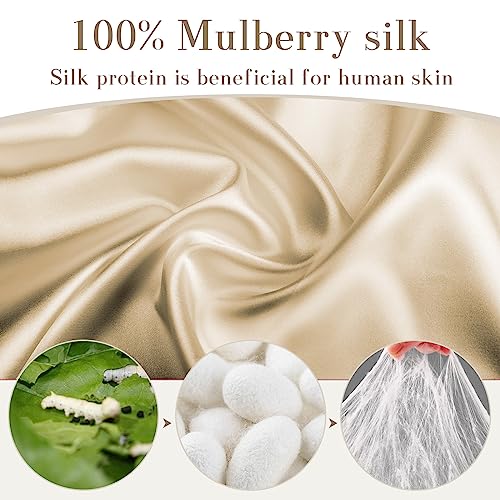 100% Mulberry Silk Sleep Mask for Side Sleeper - Face-Hugging Padded Blackout Eye Cover with Adjustable Band, Large Size Cooling Pressureless Sleeping Mask for Women Men (Taupe)