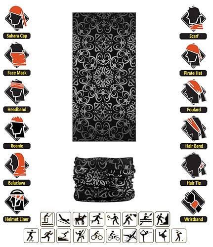 Headband Neck Gaiter Head Wrap Headwear Face Mask Magic Scarf Bandana for Men and Women - color: 9pc.dimgray Series