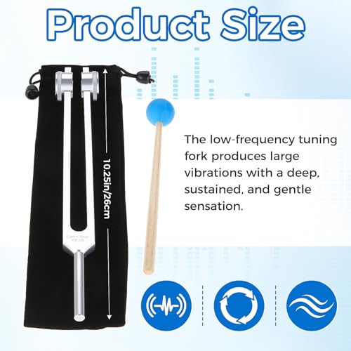 68.05 Solfeggio Tuning Fork for Healing, with Silicone Hammer Bag for Sound, Meditation, Chakra Balancing, Musical Instrument, Vibration - size: 68.05 hz