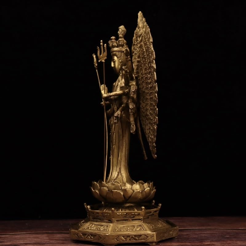 Sculpture Meditating Statue Guanyin Ornament Crafts Brass Decor Statue Zen Decor Bodhisattva Meditation Room Decor Figurine Sitting
