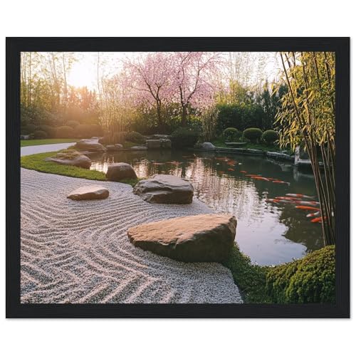 Artful Walls Zen Garden Wall Art – Tranquil Design with Raked Gravel, Moss Stones, etc., Wall Decor Size 20x25 cm / 8x10″ - size: 7.9L" x 9.8W"
