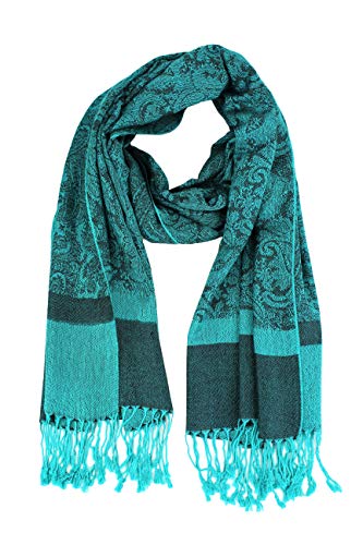 PASKMLNA Paisley Jacquard Pashmina Shawl Wrap Scarf Stole - color: Peacock Green