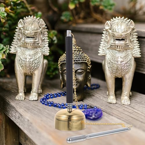Flexible Buddhist Chime - Brass Hand Bells for Meditation Temple Rituals and Spiritual Practices - Portable 5.90 Inch Chime for Clear Sound and Serenity - size: 14.5X4.5X4.5CM