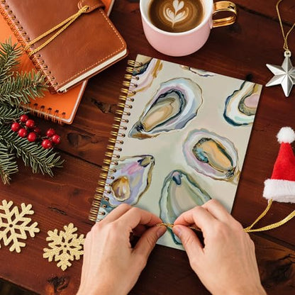 Oyster Gifts Spiral Notebook 5.5x8.3, Coastal Beach Oyster Shell Journal, Ocean Journal Gifts, Beach Notebooks for Note Taking - color: Notebook-04