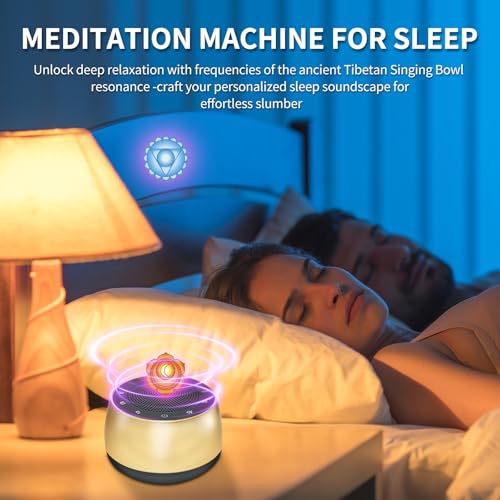 Meditation Sound Machine,Portable Electronic Singing Bowl Frequency Healing,256HZ-432HZ-528HZ 9 Tones Singing Bowl Frequency Generator for Healing with 4 Level Timer and Luminous Button