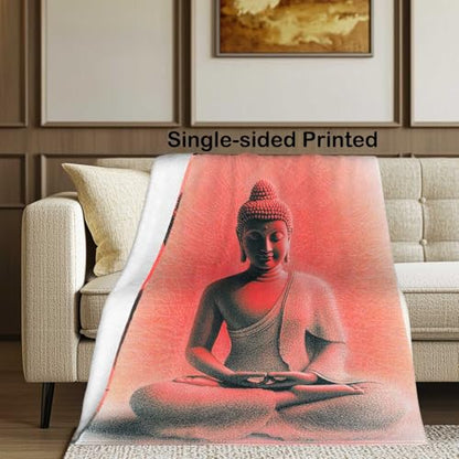 Buddha Meditation Blanket, Tranquil Red Gradient Design with Spiritual Aesthetic, Lightweight Throw for Living Room Bedroom Yoga, Zen Home Decor, Soft Blanket for Adults and Teens, 50"x40"