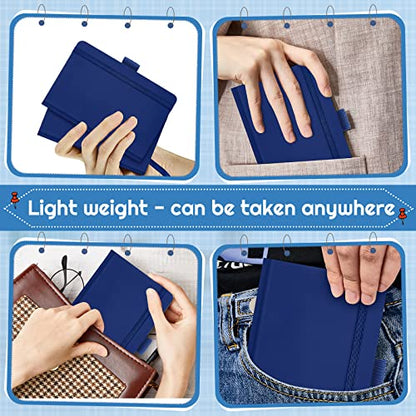 40 Pieces Small Notebooks A6 Pocket Journals 3.5 x 5.5 Inch Small Leather Notebook Mini Ruled Lined Journal with Elastic Band Pen Holder Page Marker Ribbons for Diary School Business Office (Blue) - color: Blue