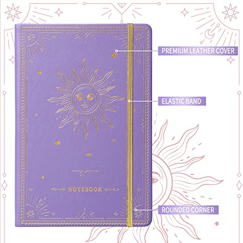 Artfan Ruled Notebook/Journal – Premium Thick Paper Faux Leather Classic Writing Notebook with Pocket + Page Dividers Gifts, Banded, Large, 144 Pages, Hard Cover, Lined (5.8 x 8.4) - Purple - color: Purple1