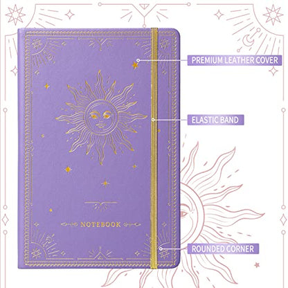 Artfan Ruled Notebook/Journal – Premium Thick Paper Faux Leather Classic Writing Notebook with Pocket + Page Dividers Gifts, Banded, Large, 144 Pages, Hard Cover, Lined (5.8 x 8.4) - Purple - color: Purple1