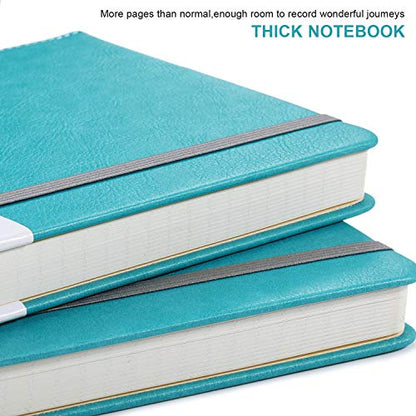 Lemome Thick Classic Notebook with Pen Loop A5 College Ruled Hardcover Writing Notebook with Pocket + Page Dividers Gifts, Banded, Large, 180 Pages, 8.4 x 5.7 in - color: green