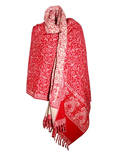 TIBET LUXURY HANDMADE RED FLOWER PREMIUM QUALITY FASHION SCAR MADE OF YAK WOOL Shawl Blanket stole unisex Travel Wrap Meditation Soft gift for her