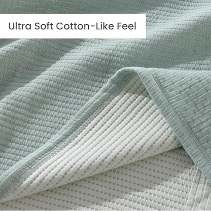 Berkshire 3-Layer Fleece Throw, Ultra Soft Lightweight Thermal Blanket with Cotton-Like Feel, All-Season Cozy Bed Cover for Couch Bed, Machine Washable(Throw Size 50" x 60", Southern Blues) - color: Southern Blues, size: Throw (50 in x 60 in)