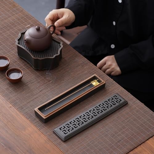 CEREMONY Incense Holder for Sticks, Ceramic Insence-Stick Holder Ash Catcher, Incense Holder Timkburner for Meditation Yoga Spa Room Incense Holder (Lever Brown) - color: Lever Brown