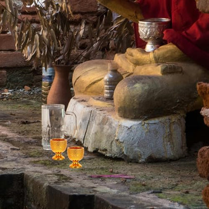 Buddhist Water Offering Cup Set Golden Mini Plastic Buddhist Chalice Cups with Base Temple Worship Mug 5pcs Blessing Goblets