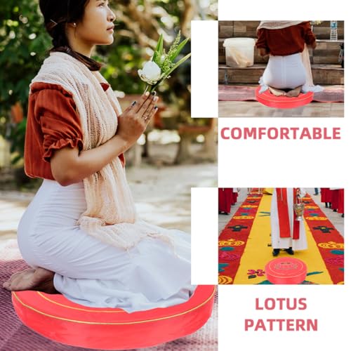 VICASKY Lotus Flower Meditation Floor Cushion Buckwheat Seat Cushion Thick Round Worship Mat for Yoga and Zen Sitting, Small Size, Sturdy Cover, Suitable for Home Meditation