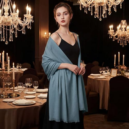 Pashmina shawls and wraps for Evening Dresses Scarf for Women Winter Shawl Wraps for Women Weedings - color: Blue
