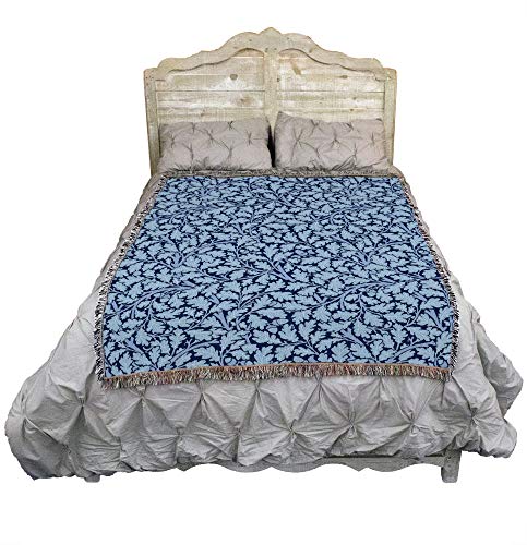 Pure Country Weavers William Morris Oak Tree Blues Blanket - Arts & Crafts - Gift Tapestry Throw Woven from Cotton - Made in the USA (72x54) - color: Blues, size: Large
