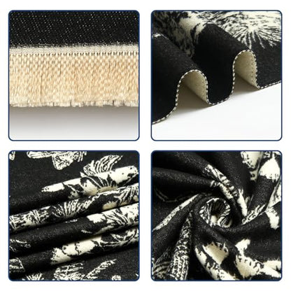 QIUTIMIY Pashmina Shawl Wraps for Womens Winter Scarf Reversible Pattern Designer Ladies Shawls and Wraps for Evening Dresses - color: Flower1-black