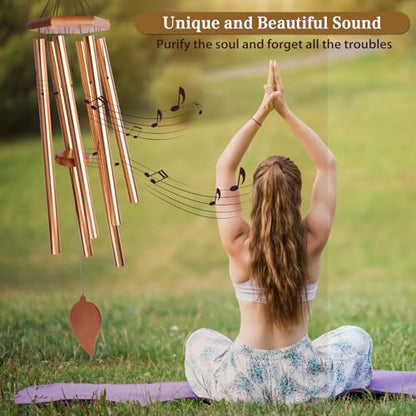 Sympathy Wind Chimes for Outside Deep Tone, Memorial Loss of a Loved, Large Wind Chimes with 6 Thicken Tubes & Hook, Outdoor Gifts Mother, Garden Decor (45IN Gold) - size: 45IN gold