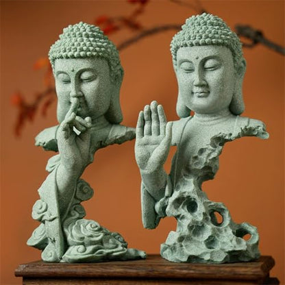 livelyfish Meditating Buddha Statue Zen Garden Statues Sandstone Thinker Buddha Sculpture Figurine for Fish Tank Aquarium Home Decorations, Gift (A) - size: A