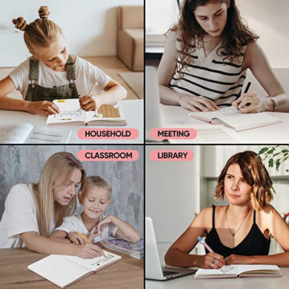 Notebook Journal, Lined Leather Hard Cover,100Gsm Thick Paper with Inner Pocket for Writing Note Taking Office School,5"×8.25"(Pink)