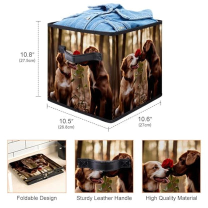 Storage Bags,Clothes Storage Bins Foldable with Handle,1-Pc,Animals Dog Flowers Nature Pet