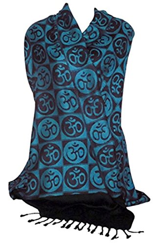 OMA OM Yoga Prayer Meditation Shawl Wrap Scarf Double Weave - LG SIZE BRAND - color: Blue