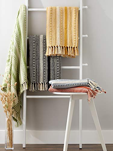 DII Braided Striped Decorative Throw Blanket, 50x60, Black - color: Black
