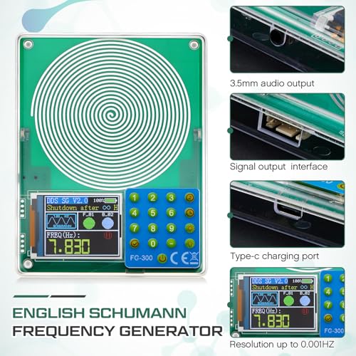 0.01 to 200000Hz Adjustable Schumann Resonance Generator Ultra Low Frequency Generator Resonator Sound Frequency Machine with USB and Acrylic Case for Sleep, Yoga, Meditation, Stress Relief