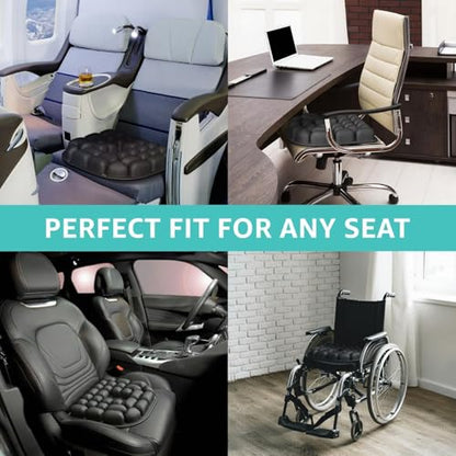 Inflatable Travel Seat Cushion for Airplane - Portable Air Pad with Built-in Pump for Long Flights & Car Rides - Ergonomic Tailbone Pain Relief for Office Chair, Wheelchair, Stadium