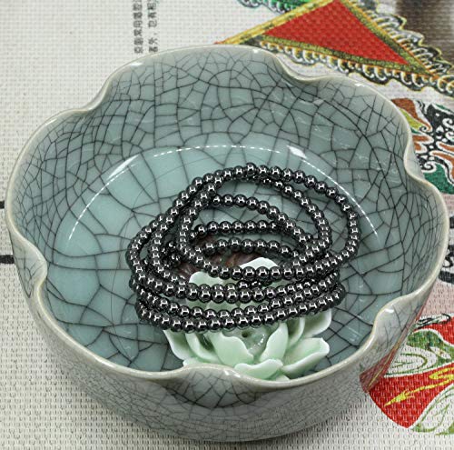 Keleny Gem Semi Precious Gemstones 4mm Round Beads Crystal Stretch Bracelet 7 Inch Unisex - color: Black Hematite