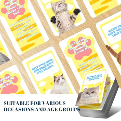 Cards Against Anxiety, 50 Cat Affirmation Cards for Stress Relief and Self Care Mindfulness