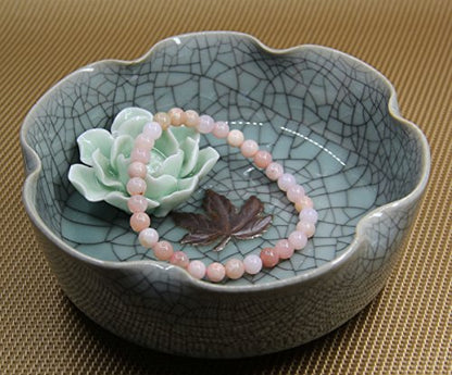 Natural Gemstone 6mm Round Beads Stretch Bracelet 7 Inch - color: Peruvian Pink Opal