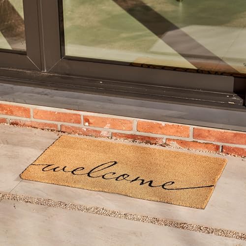 Coco Coir Door Mat with Heavy Duty Backing, Welcome Doormat (17" x 30"), Doormat Entrance (Welcome1-1Pack) - color: Welcome1 - 1pack