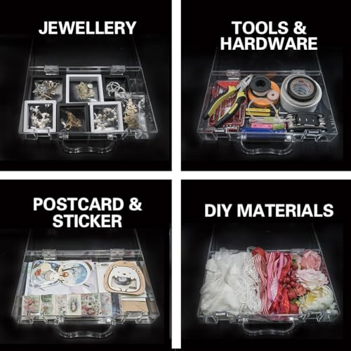 Clear Hinged Plastic Containers,Keepsake Storage Boxes Plastic,Display Case Use for Storage and Organization Jewelry,Tools, Office supplies,Pet supplies, DIY materials,Use as handbags