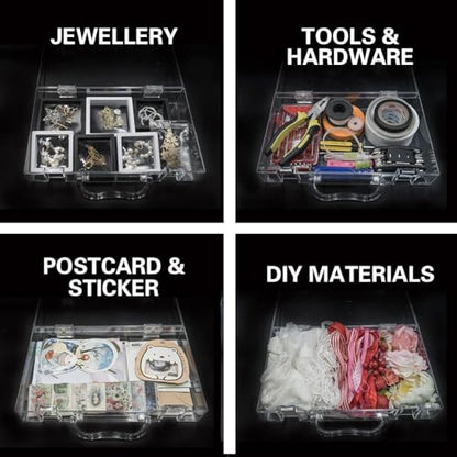 Clear Hinged Plastic Containers,Keepsake Storage Boxes Plastic,Display Case Use for Storage and Organization Jewelry,Tools, Office supplies,Pet supplies, DIY materials,Use as handbags