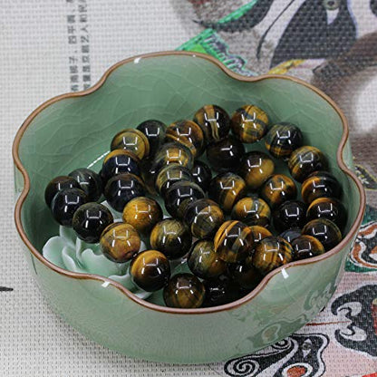 Keleny Natural Gem Semi Precious Gemstones 14mm Round Beads Crystal Stretch Bracelets 7 Inch Unisex - color: Golden Blue Tigers Eye Quartzite